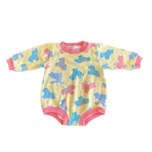 Vintage Sprockets Animal Onesie Long Sleeve Baby Boy Girls Size 9M USA